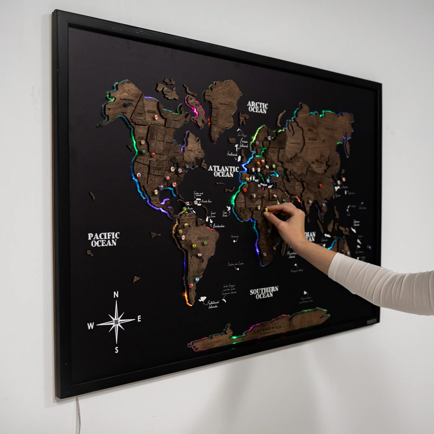 Enjoy The Wood wooden map with LED backlighting