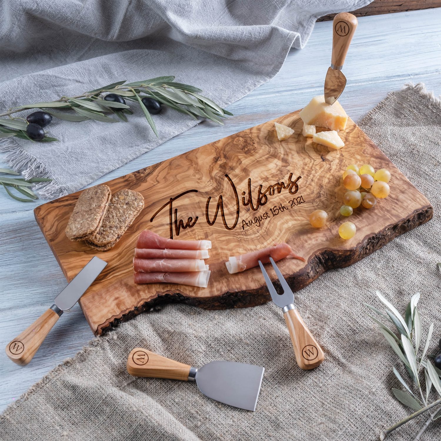 Customer photo: personalized engraved cutting board by Forest Decor