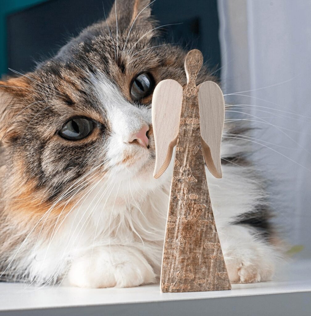 Customer photo: hand-carved wooden cat figurine