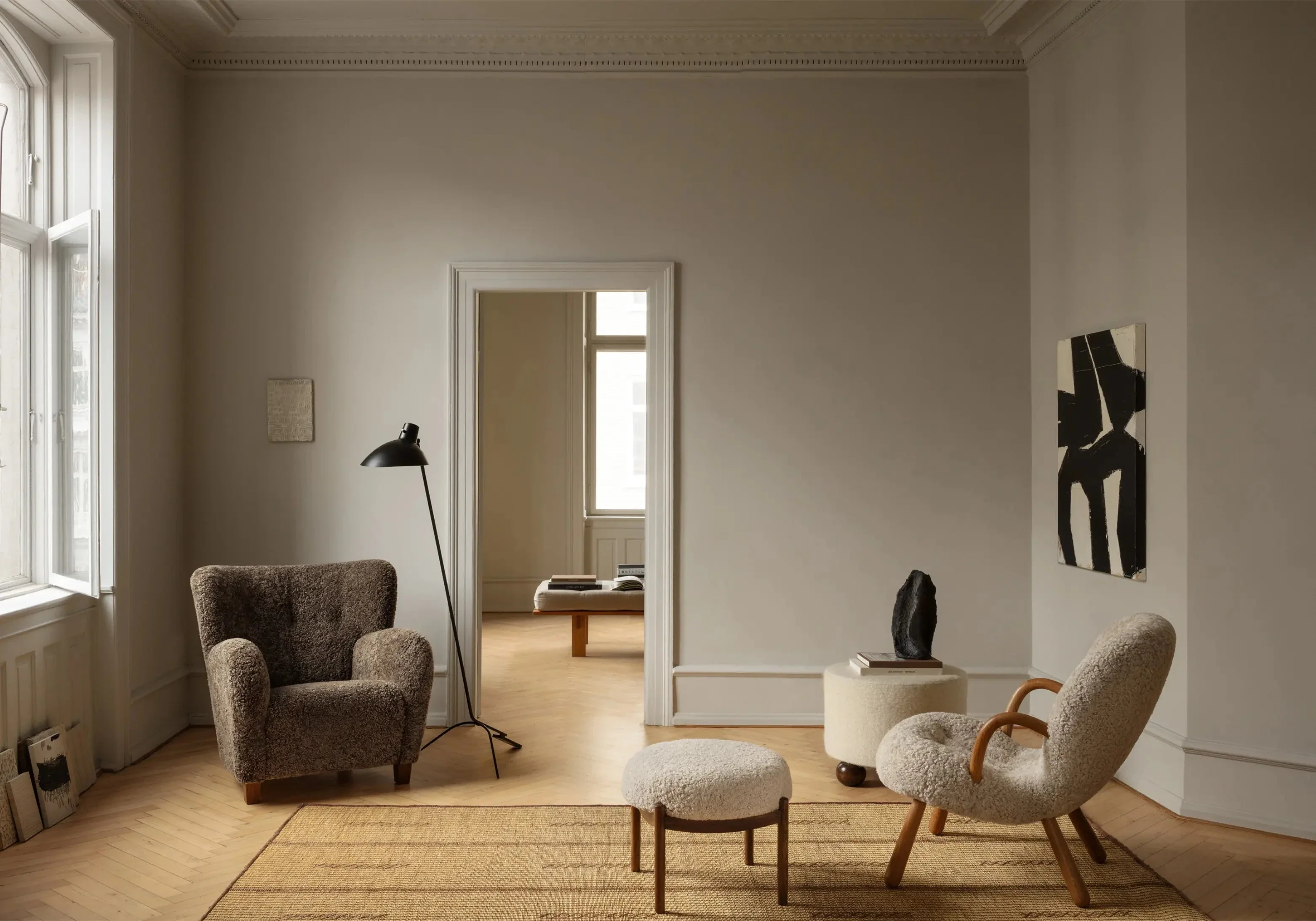 Homio Decor designer sofa and lighting in a styled interior